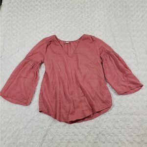 Peasant top metallic gold and pink